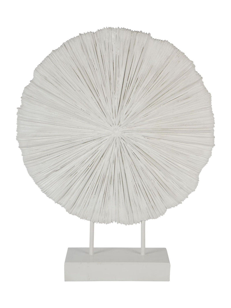 Libra Interiors white orbis textured sculpture on stand 58cm, UK version