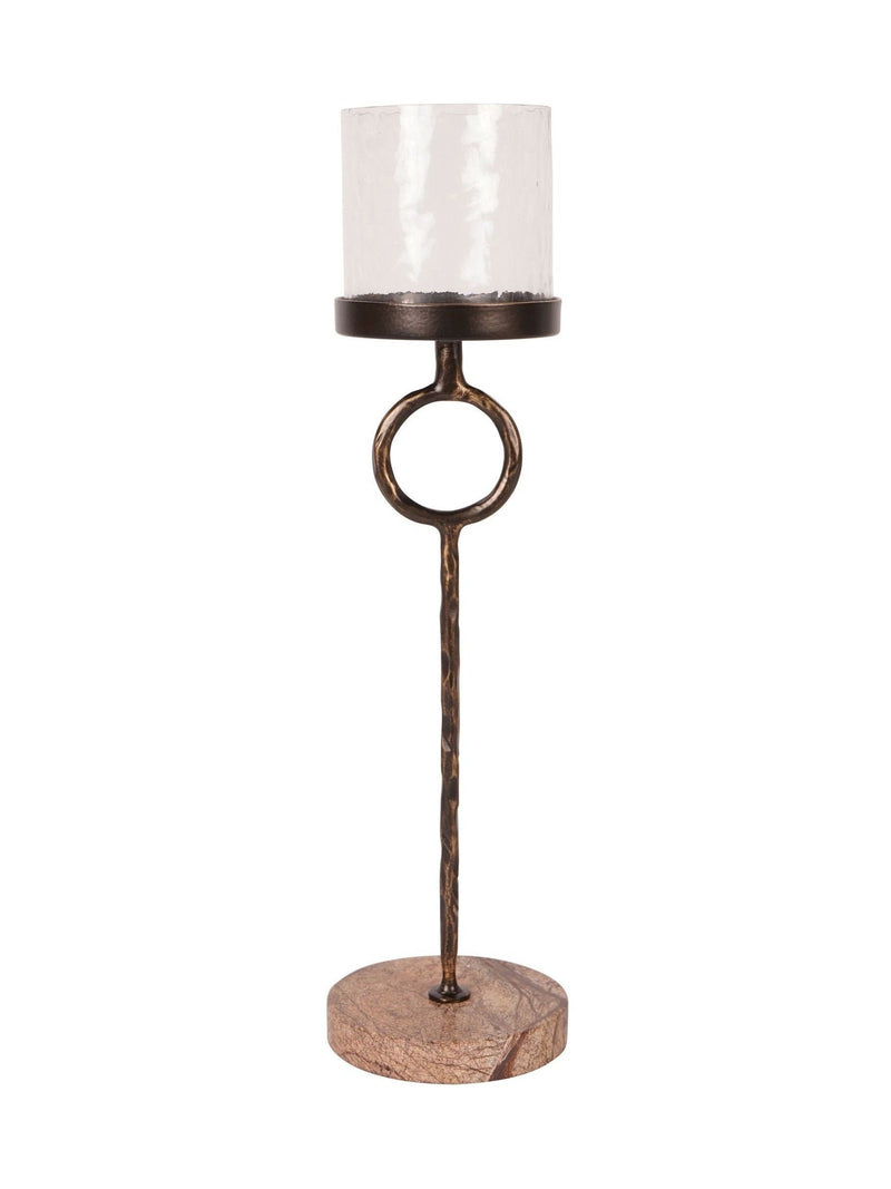 Libra Interiors brown small Rutland hurricane candle holder 39cm, UK version