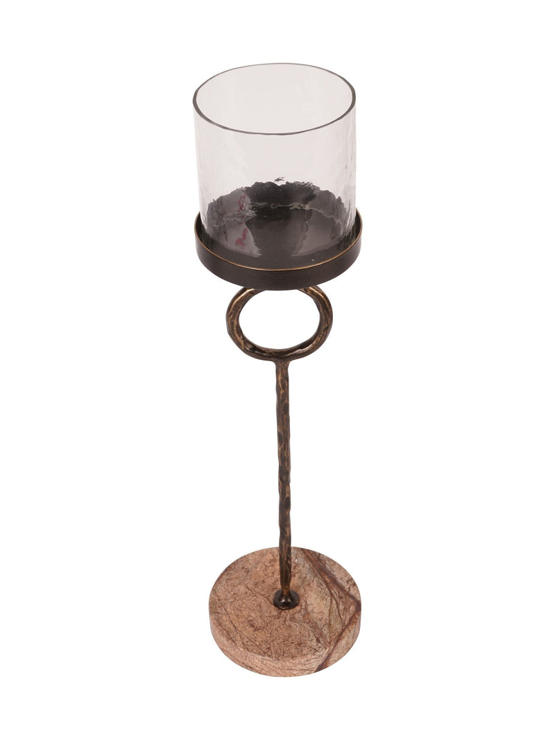 Libra Interiors brown small Rutland hurricane candle holder 39cm, UK version