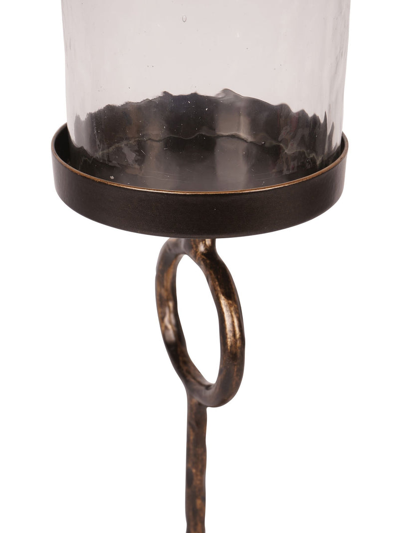 Libra Interiors brown small Rutland hurricane candle holder 39cm, UK version