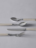 The Set Natural Striped 24 piece cutlery set, imported from the UK