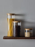 Clear glass storage jars 3 pack wooden lids - British product