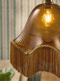 Wroxton fringed ceiling light shade amber orange 31.5cm, imported from the UK
