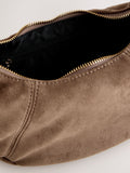 Faux suede sling shoulder bag tan brown - British product