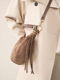 Faux suede sling shoulder bag tan brown - British product