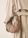 Faux suede sling shoulder bag tan brown - British product