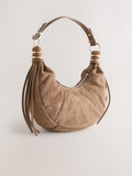 Faux suede sling shoulder bag tan brown - British product