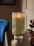 Green ribbed glass vase and hurricane candle holder 28cm, UK version
