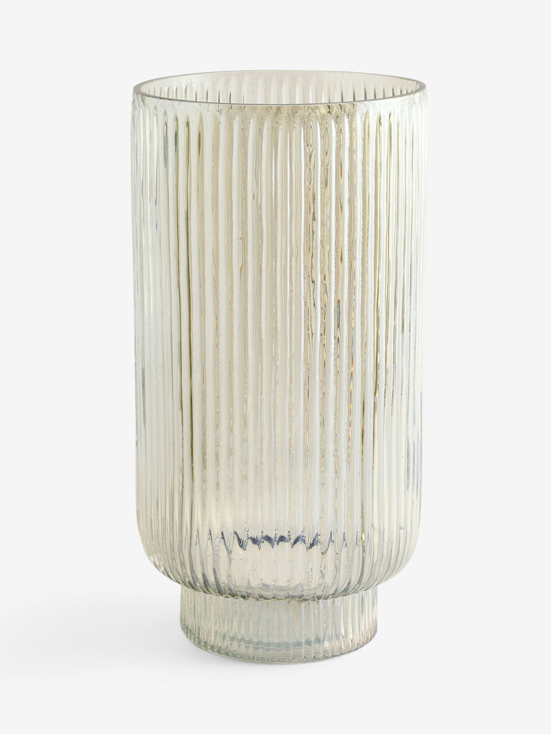 Green ribbed glass vase and hurricane candle holder 28cm, UK version