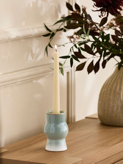 Next Blue Reactive Glaze Ceramic Taper Candlestick Holder- Buy online at McGrocer