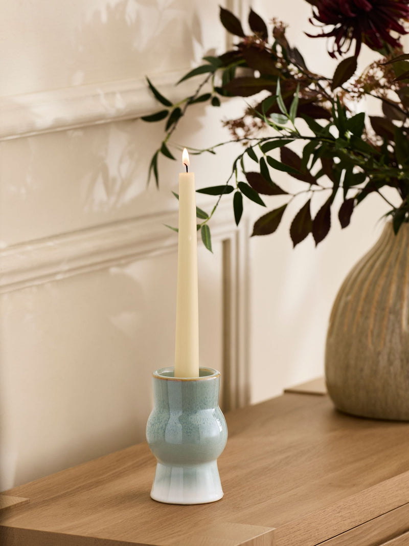 Blue Reactive Glaze Ceramic Taper Candlestick Holder 11.5cm - British product