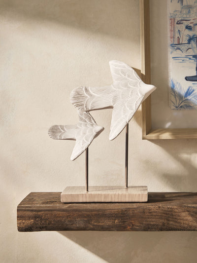 Next Set of 2 Cream Hand Painted Sea Birds Ornament- Buy online at McGrocer