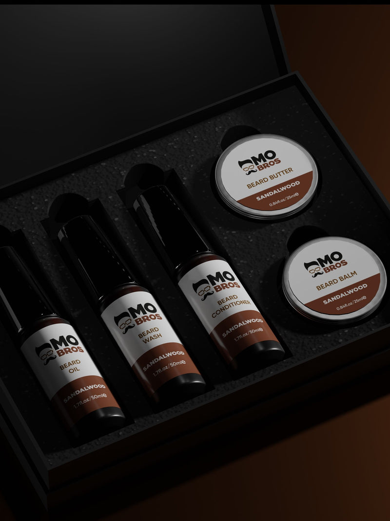 Mo Bros Sandalwood Beard Care Kit, imported from the UK
