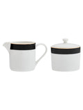 Mikasa White Luxe Deco ceramic milk jug and sugar bowl set, imported from the UK