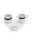 Mikasa White Luxe Deco ceramic milk jug and sugar bowl set, imported from the UK