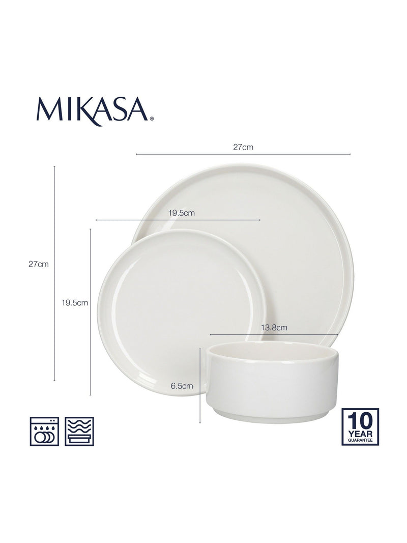 Mikasa White Camberlie dinner set 12-piece, imported from the UK