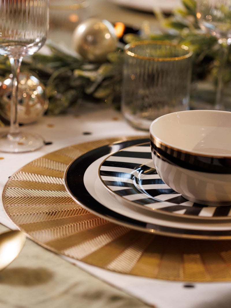 Mikasa white Luxe Deco china dinnerware set 12 piece, imported from the UK
