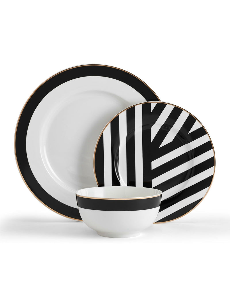 Mikasa white Luxe Deco china dinnerware set 12 piece, imported from the UK