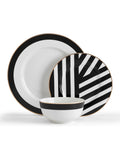 Mikasa white Luxe Deco china dinnerware set 12 piece, imported from the UK