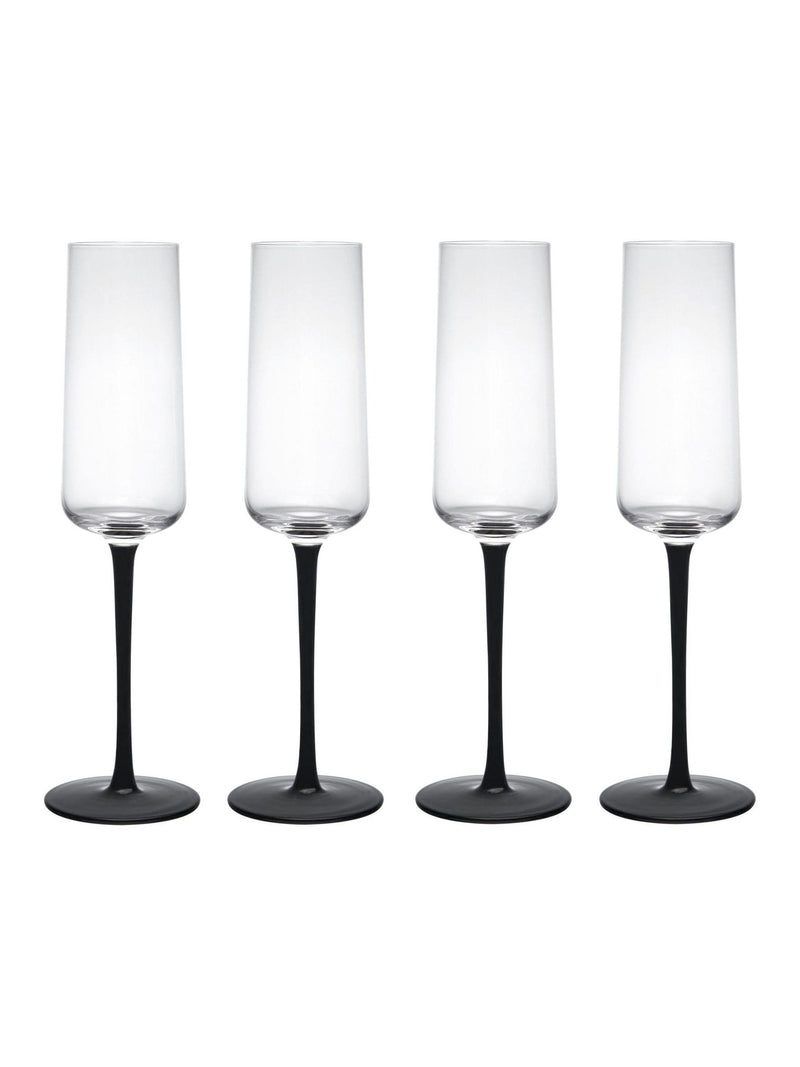 Mikasa Black Palermo champagne flutes set of 4, imported from the UK