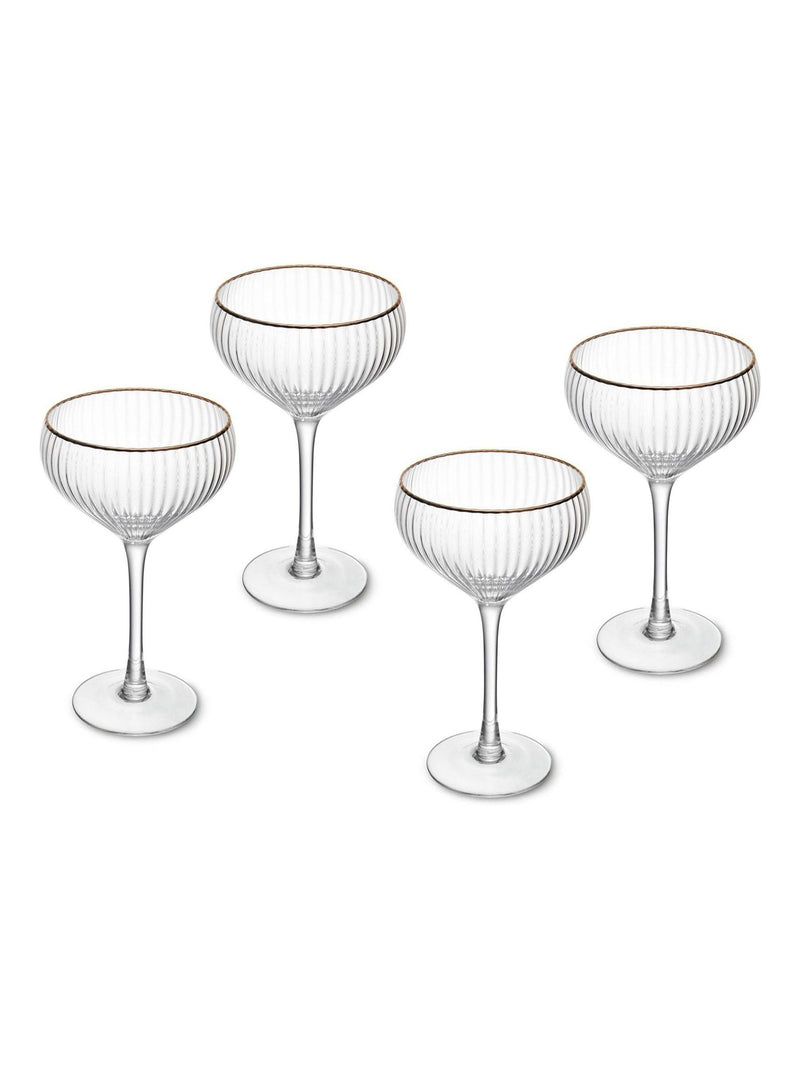 Mikasa Gold Sorrento coupe champagne glasses set of 4 350ml, imported from the UK