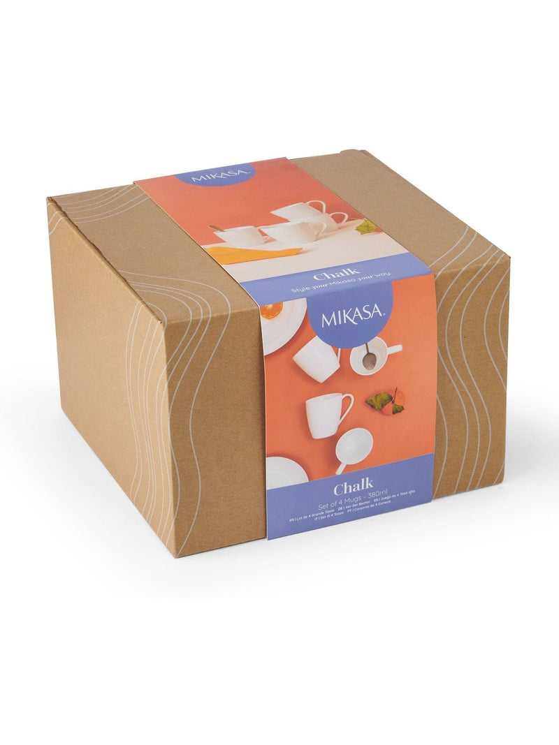 Mikasa white chalk porcelain mugs set of 4 380ml, imported from the UK