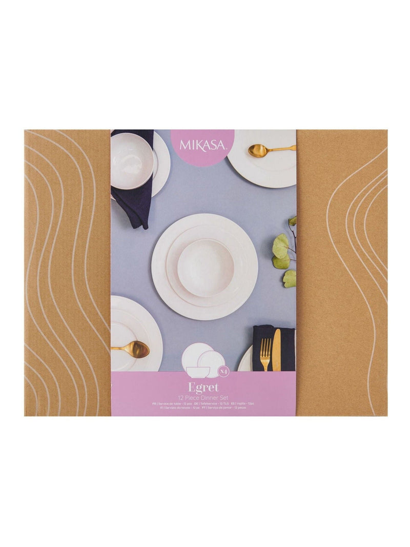 Mikasa White Egret dinner set 12 piece, imported from the UK