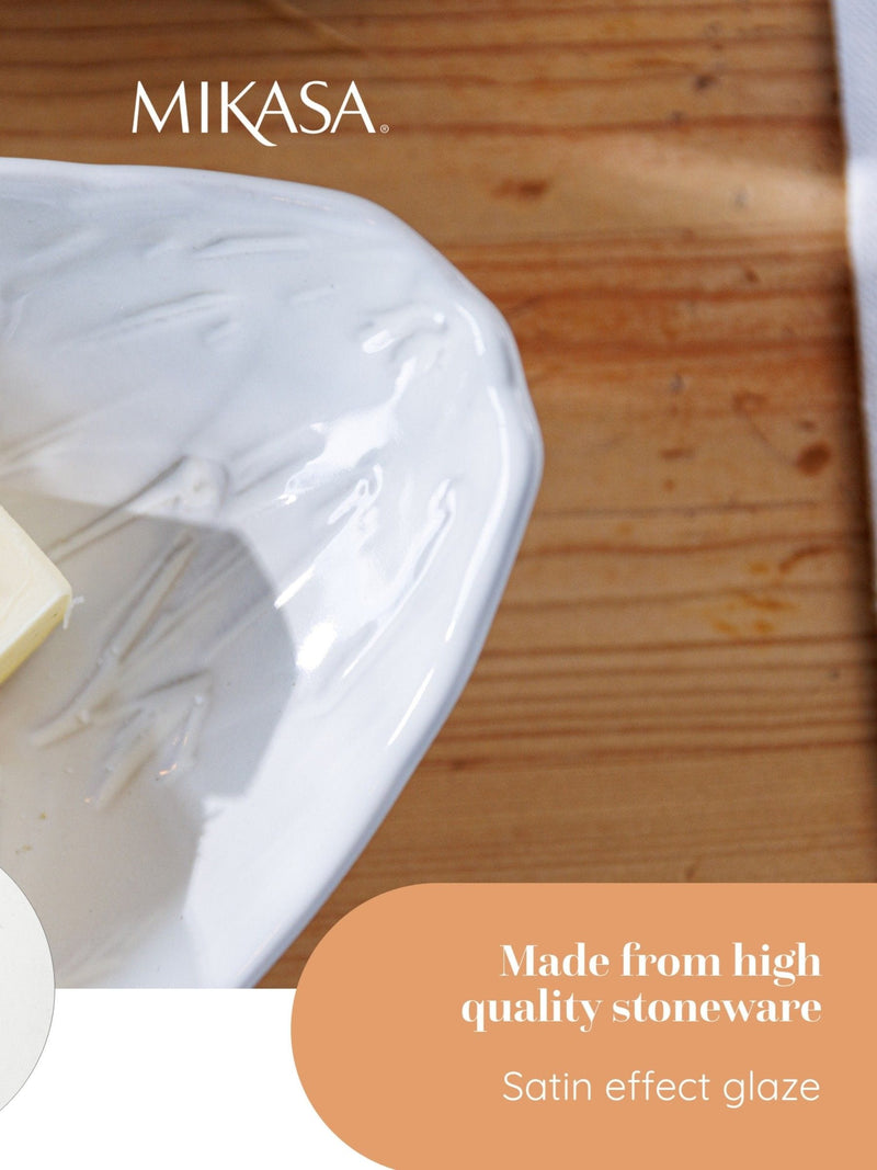 Mikasa White Cranborne Artichoke Stoneware Serving Dish, imported from the UK