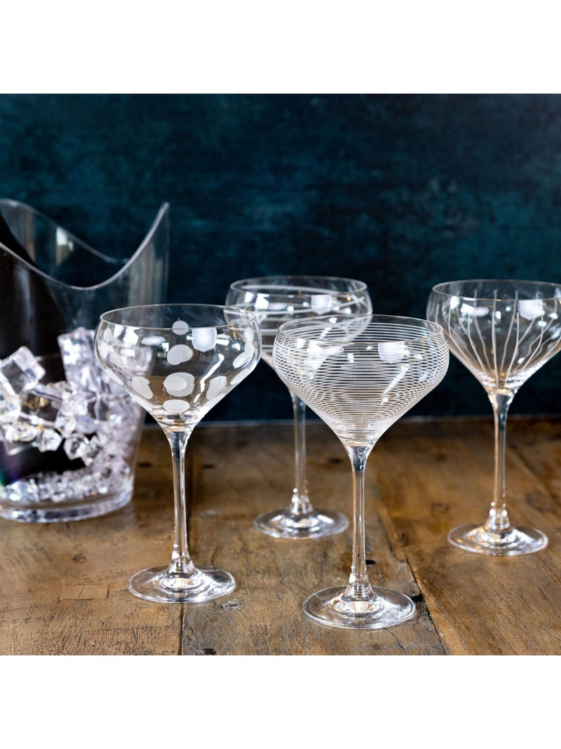 Mikasa Silver Cheers champagne coupe glasses set of 4, imported from the UK