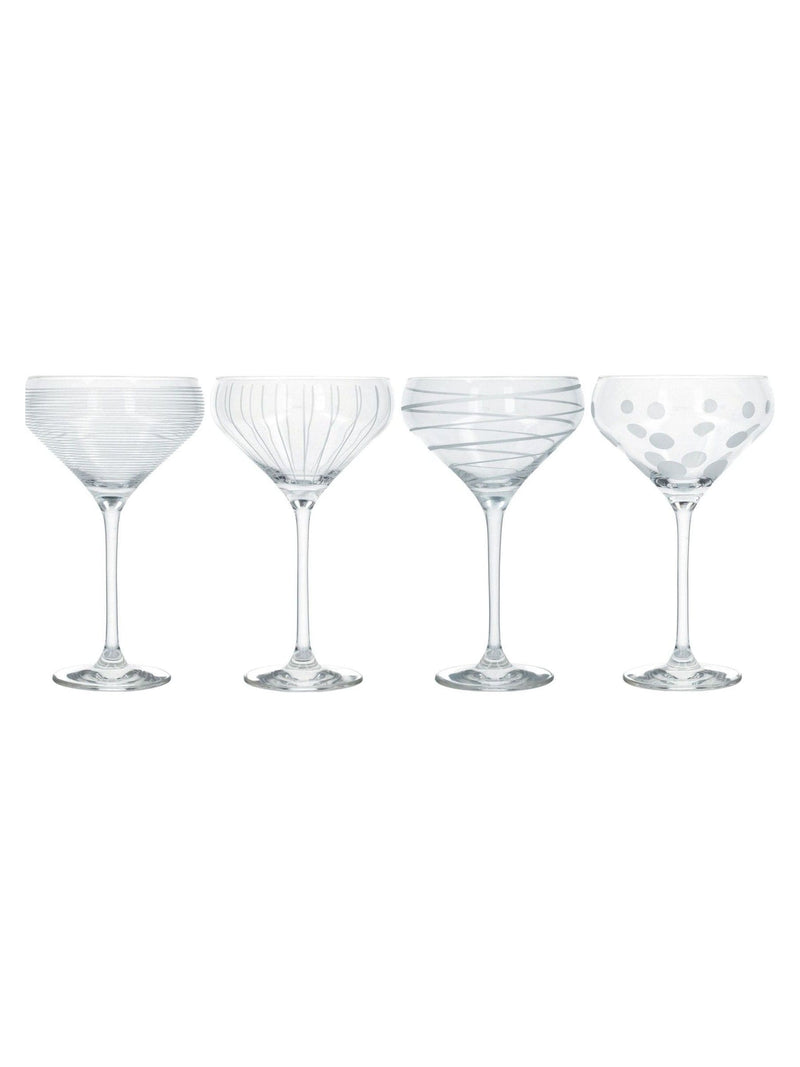 Mikasa Silver Cheers champagne coupe glasses set of 4, imported from the UK