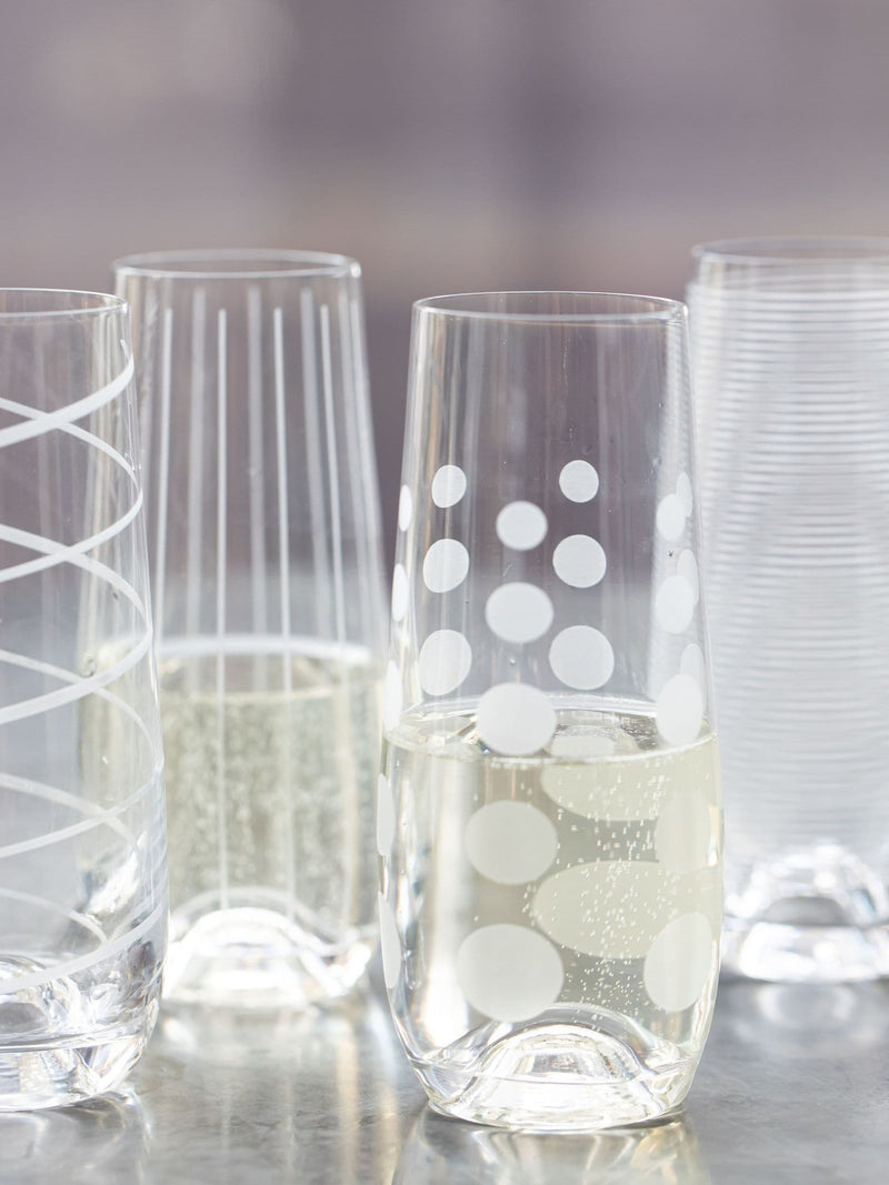Mikasa stemless champagne flutes set of 4, imported from the UK