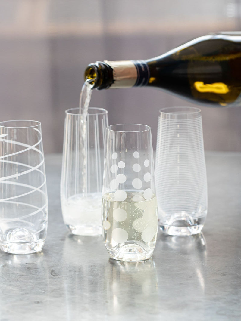 Mikasa stemless champagne flutes set of 4, imported from the UK