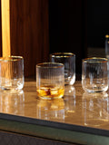 Mikasa Gold Sorrento Ridged crystal tumbler glasses set of 4 400ml, imported from the UK