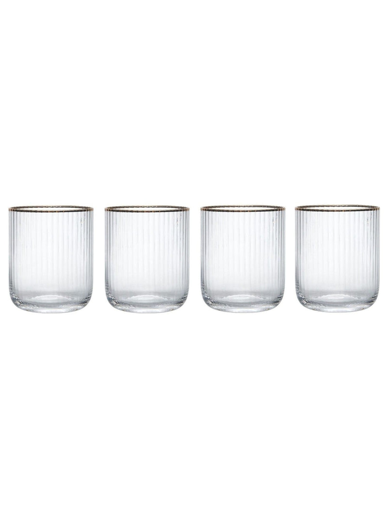 Mikasa Gold Sorrento Ridged crystal tumbler glasses set of 4 400ml, imported from the UK