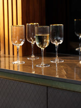 Next Mikasa Gold Sorrento Ridged Crystal White Wine Glasses Set of 4 400ml- Buy online at McGrocer