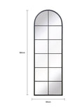 Charles Bentley Black Bern Arch Window Style Tall Mirror - British product