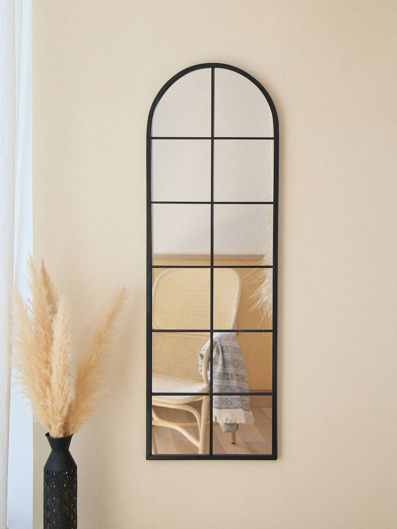 Charles Bentley Black Bern Arch Window Style Tall Mirror - British product