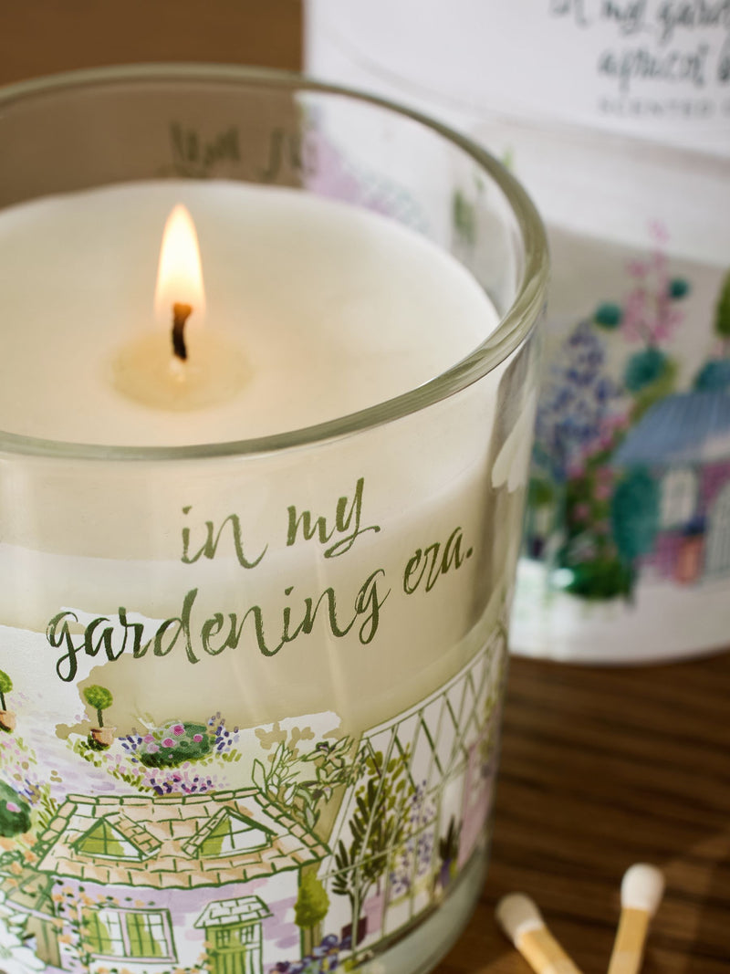 Apricot Blossom Green Floral Gardening Candle 9cm - British product