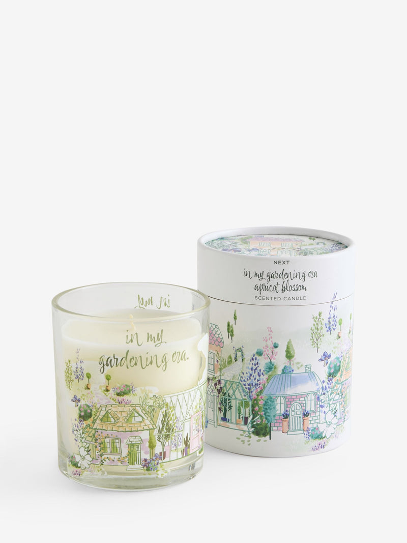 Apricot Blossom Green Floral Gardening Candle 9cm - British product
