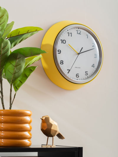 Next Karlsson Bright Yellow Modern Retro Wall Clock 34 cm- Buy online at McGrocer