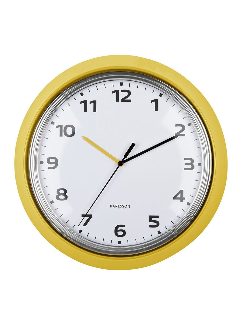 Karlsson Bright Yellow Modern Retro Wall Clock 34 cm, UK version