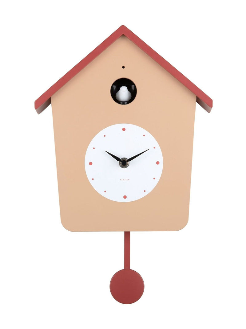 Karlsson soft brown red ochre cuckoo wall clock, UK version