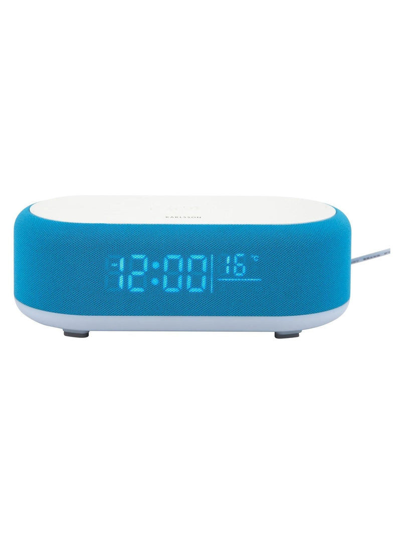 Karlsson bright blue vogue alarm clock with phone charger ONE, UK version