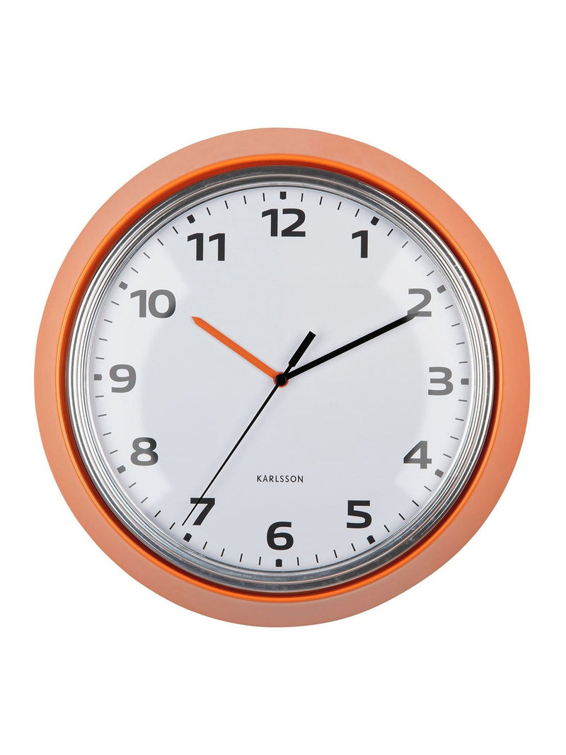 Karlsson Bright Orange Modern Retro Wall Clock 34cm, UK version