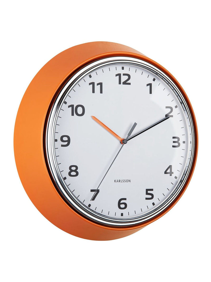Karlsson Bright Orange Modern Retro Wall Clock 34cm, UK version