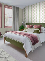 Next Graham & Brown Pink Green Laurel Leaf Print Stripe Wallpaper Sample A4- Buy online at McGrocer