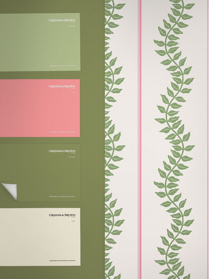 Graham & Brown laurel leaf stripe wallpaper sample A4 - British product