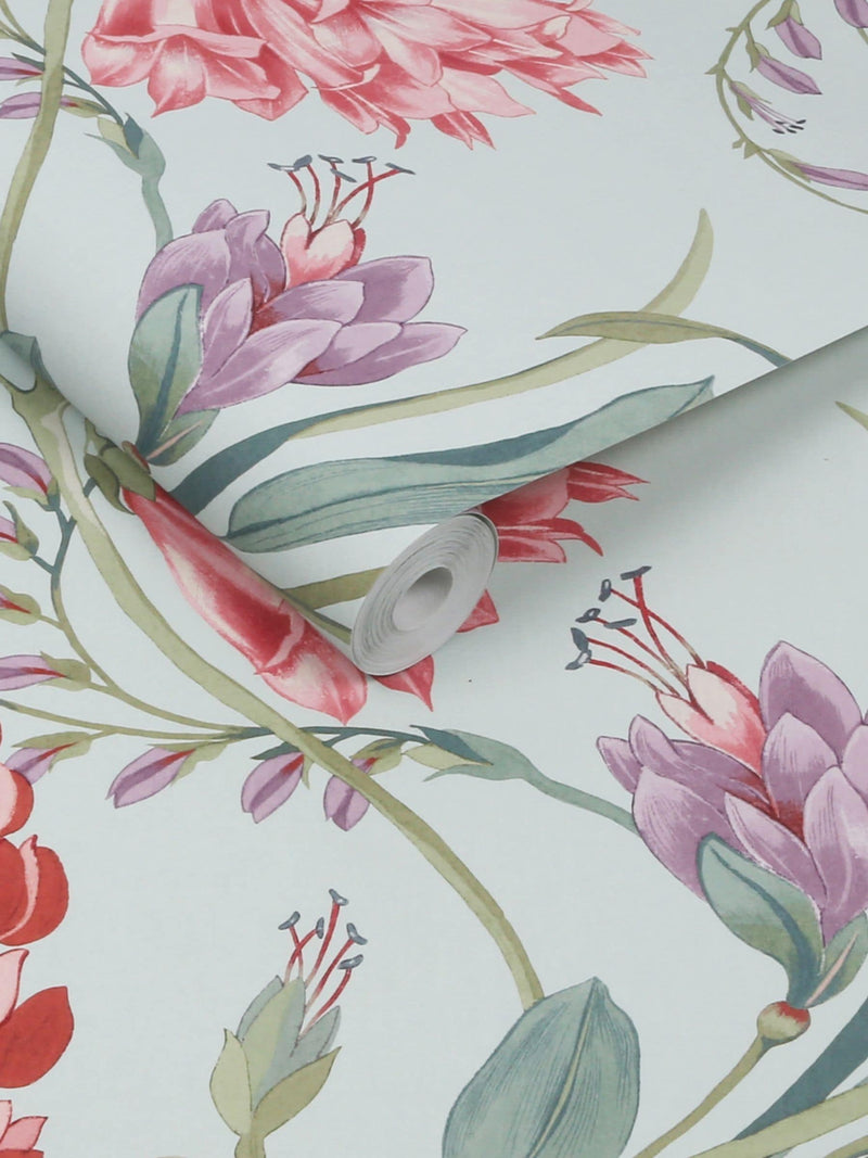 Graham & Brown duck egg Botanists Scroll wallpaper sample A4 (British brand)