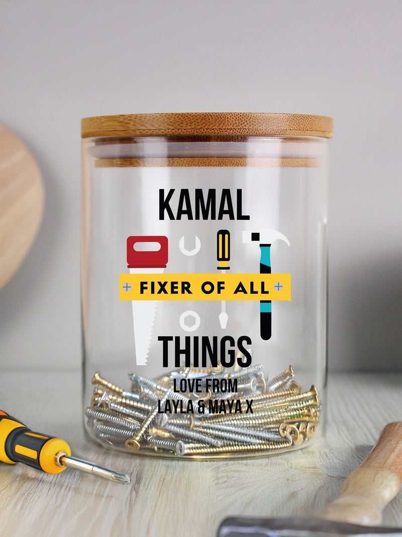 PMC personalised storage jar with wooden lid (British brand)