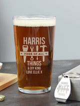 Next PMC Personalised Fixer of All Things Pint Glass and Bottle Opener Set- Buy online at McGrocer
